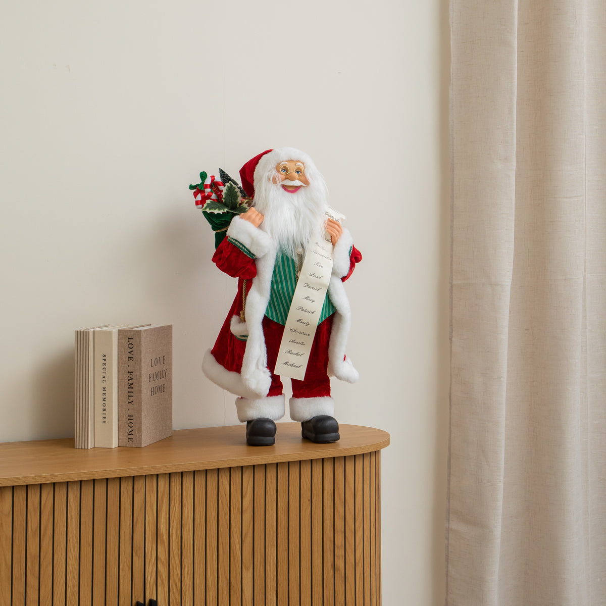 60cm Standing Santa Claus Christmas Decoration with Gift Sack