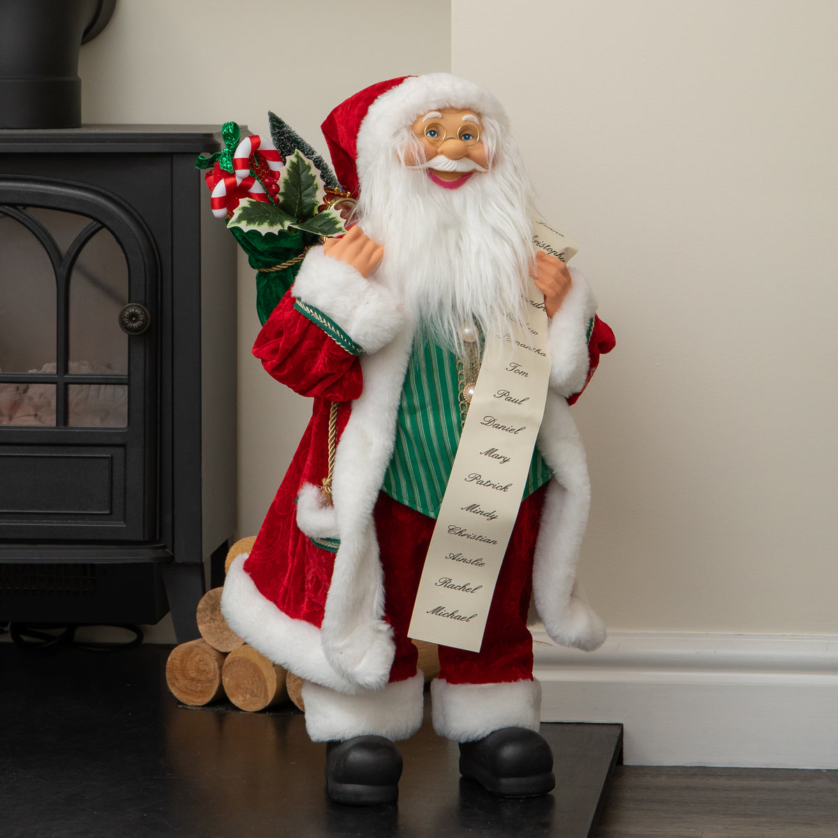60cm Standing Santa Claus Christmas Decoration with Gift Sack