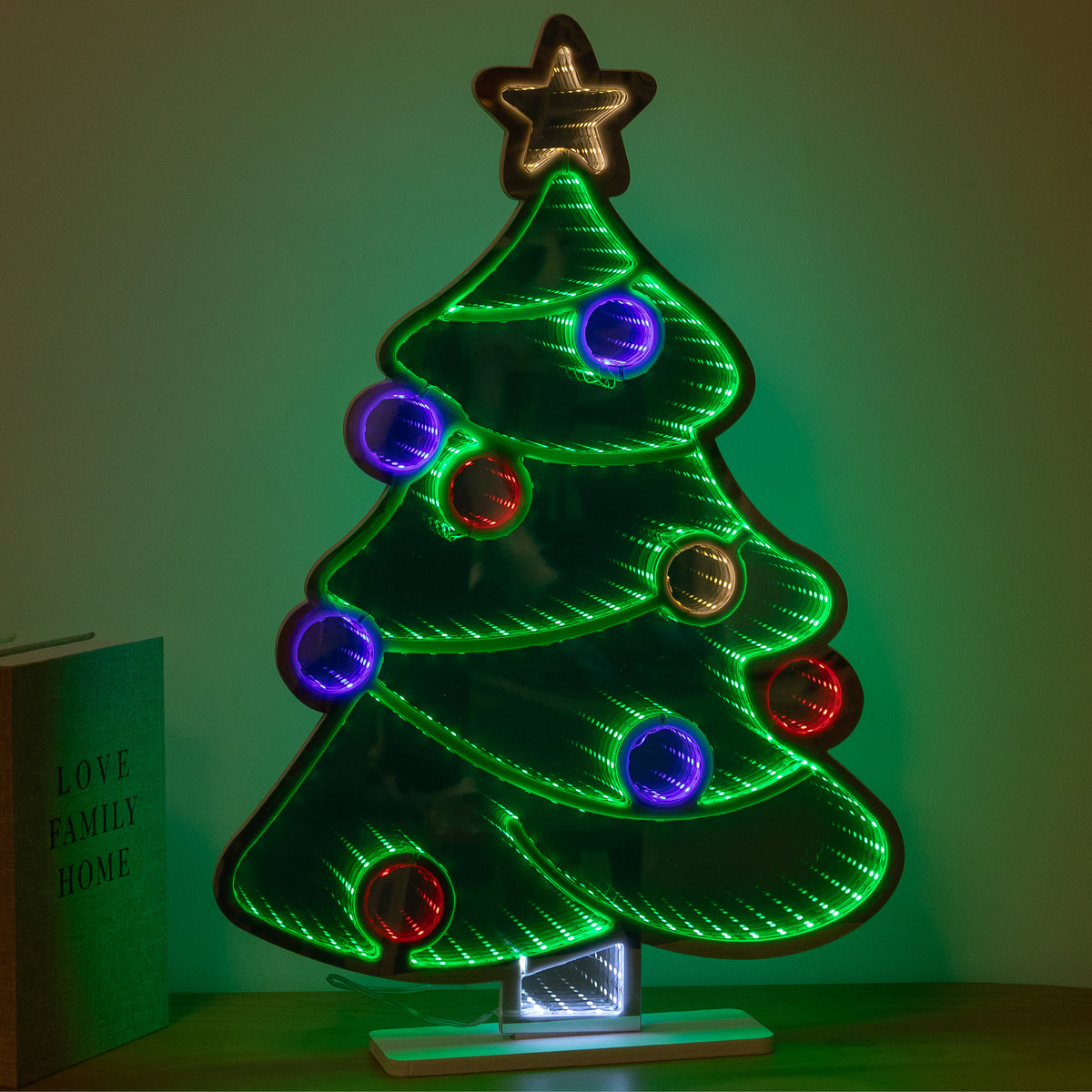 60cm Christmas Tree Infinity Light Mirror with Multi-Coloured LEDs