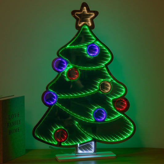 60cm Christmas Tree Infinity Light Mirror with Multi-Coloured LEDs