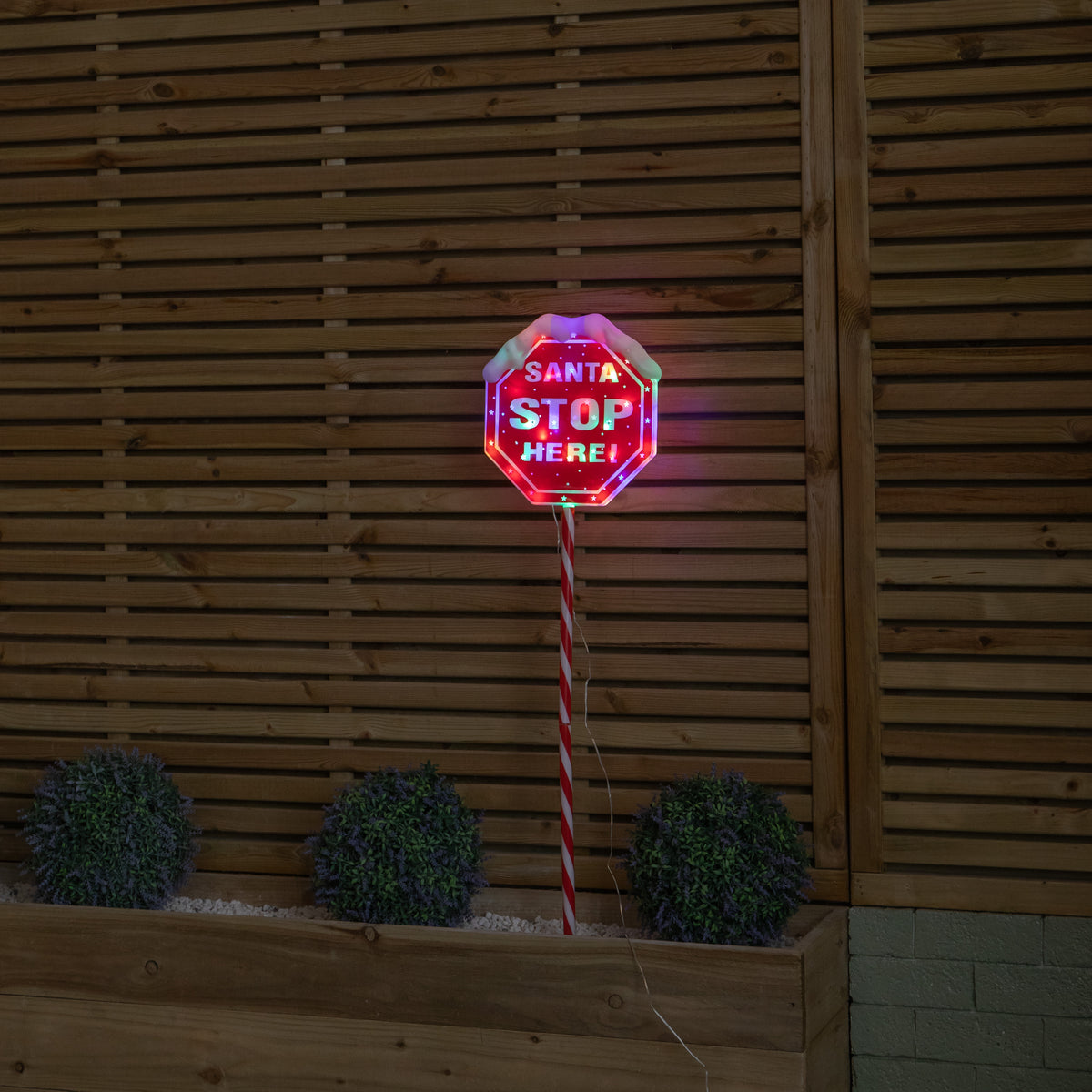 1.1m Santa Stop Here Christmas LED Light Up Sign