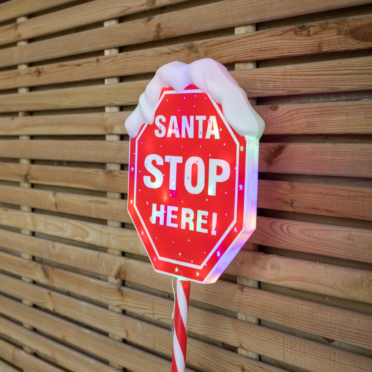 1.1m Santa Stop Here Christmas LED Light Up Sign
