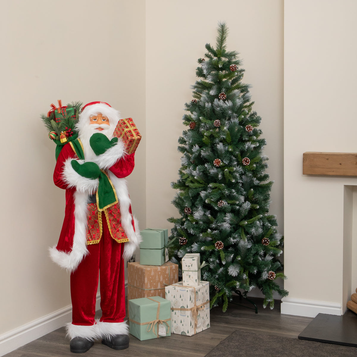 1.5m Tall Standing Santa Claus Christmas Decoration with Gift Sack