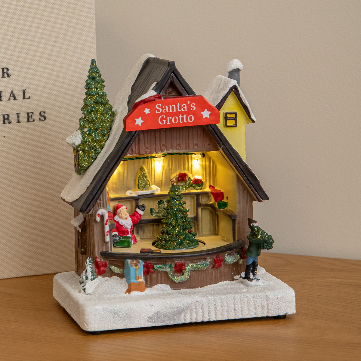 17cm Light up Santa's Grotto Moving Musical Christmas Scene
