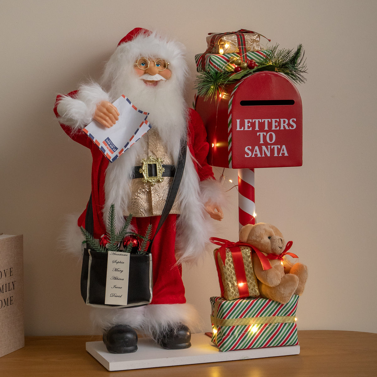60cm Light up Musical Santa with Postbox Christmas Decoration with LEDs