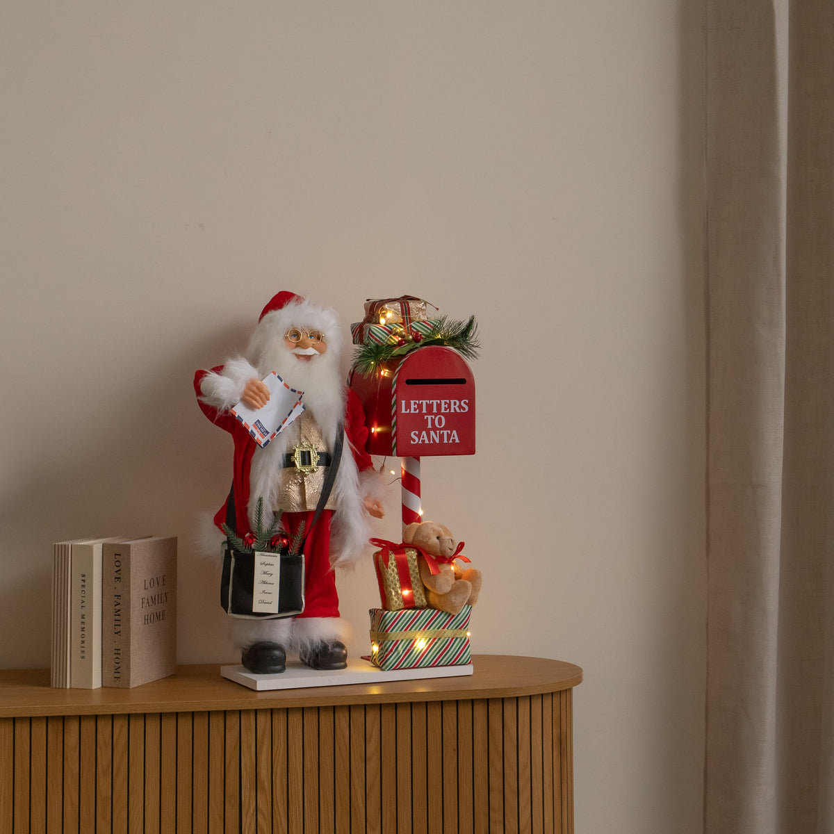 60cm Light up Musical Santa with Postbox Christmas Decoration with LEDs