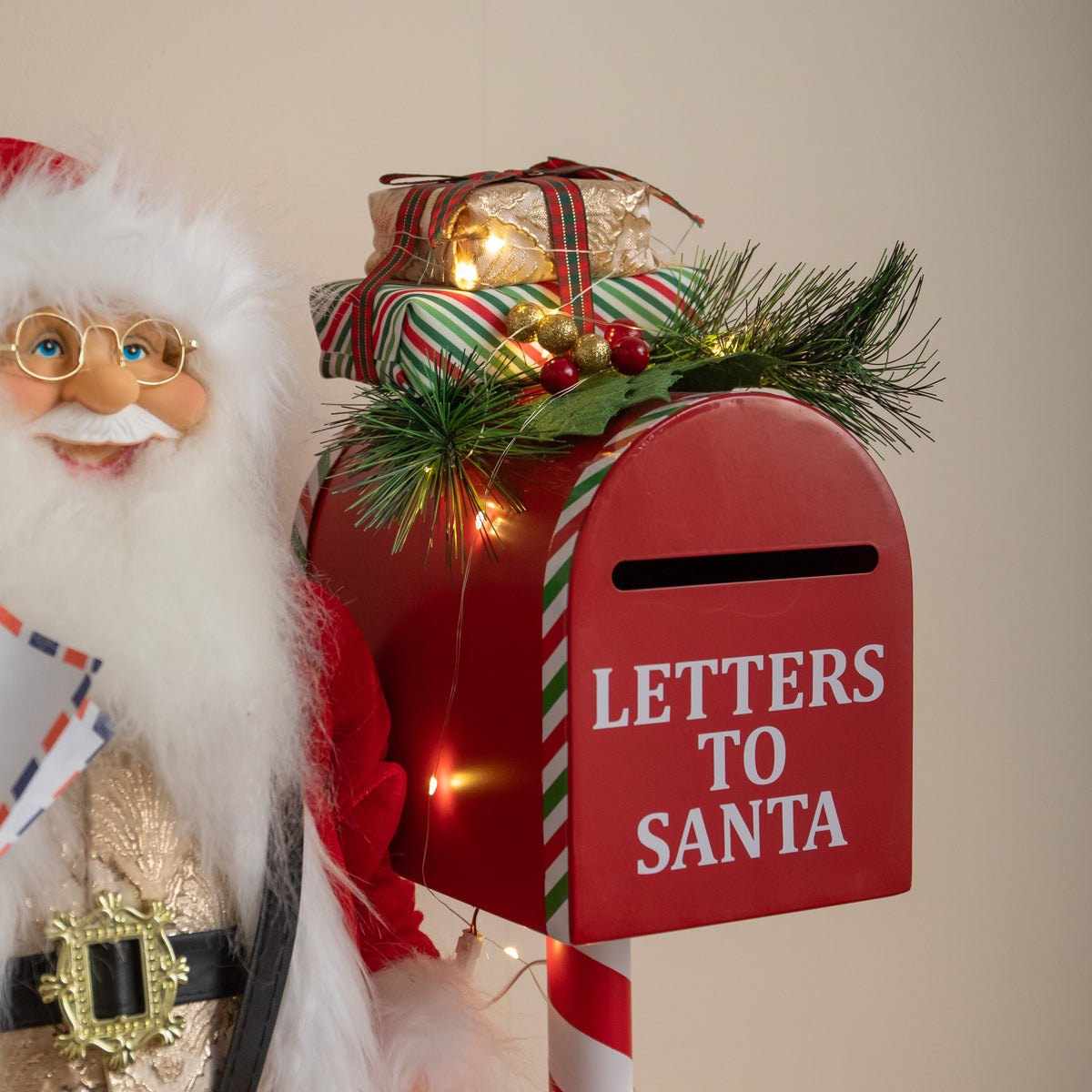 60cm Light up Musical Santa with Postbox Christmas Decoration with LEDs