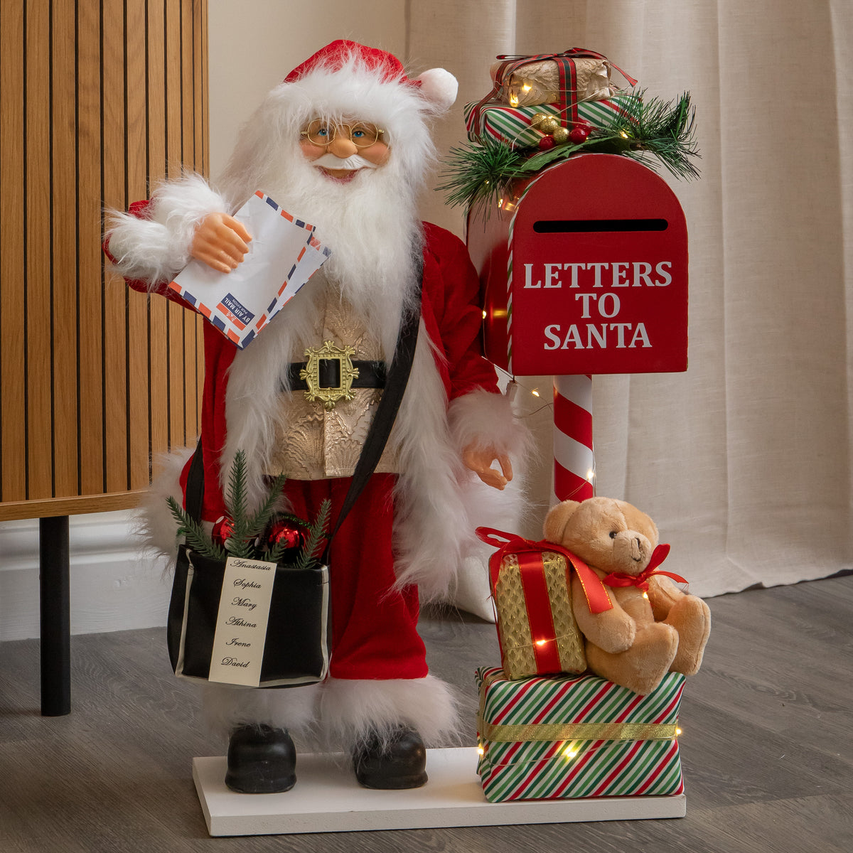 60cm Light up Musical Santa with Postbox Christmas Decoration with LEDs