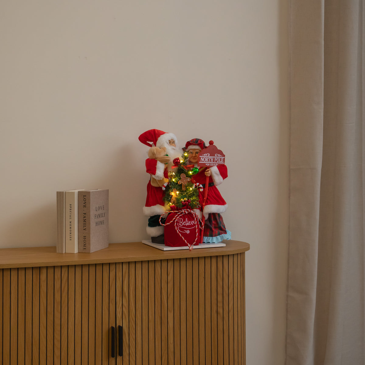 45cm Musical Santa & Mrs Claus Christmas Decoration with LEDs