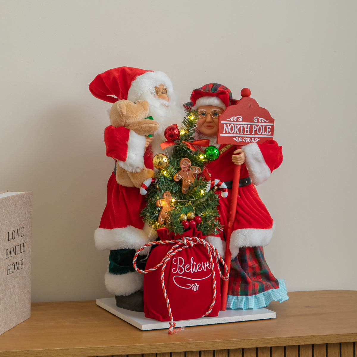45cm Musical Santa & Mrs Claus Christmas Decoration with LEDs