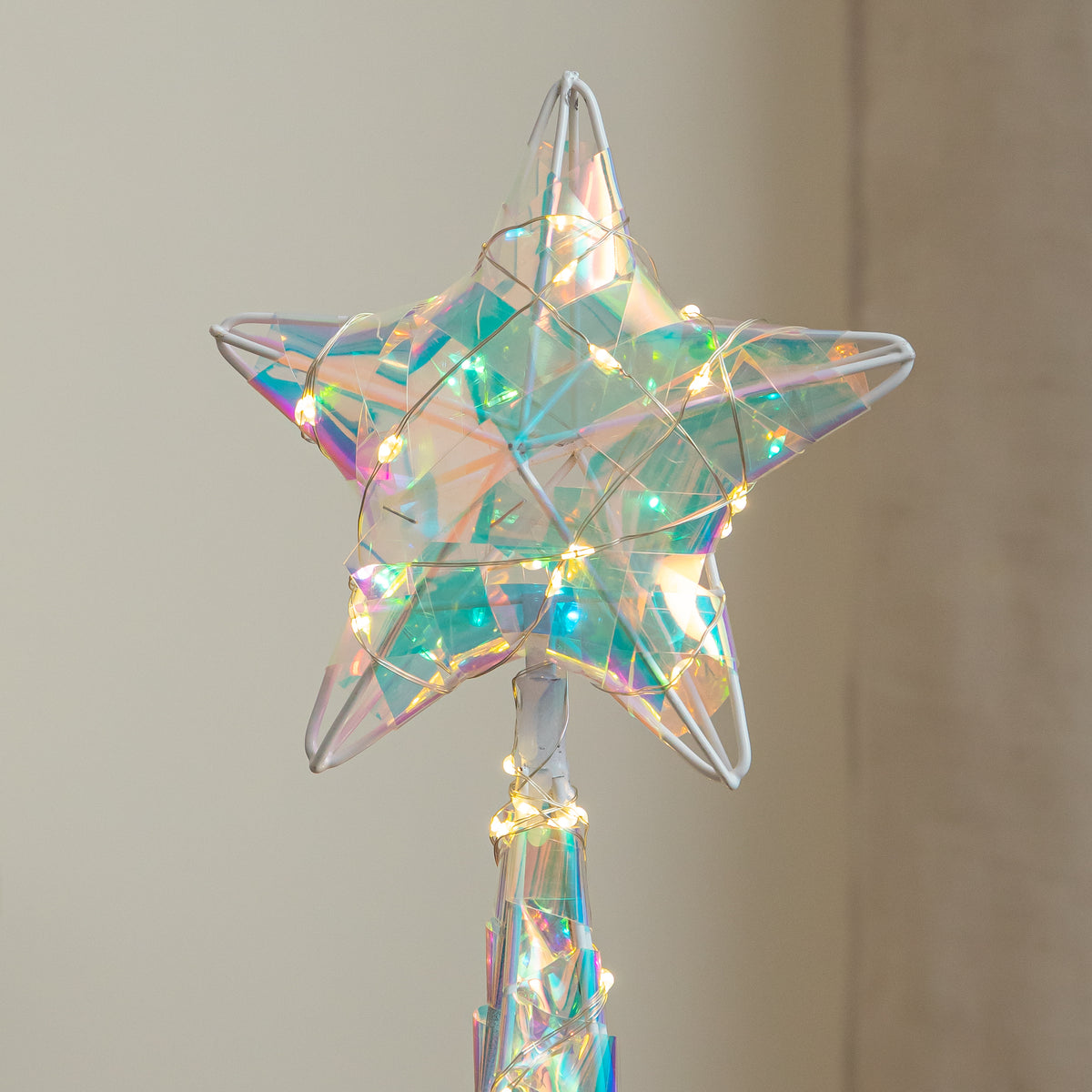1m Christmas Light Up Cone Tree with Star & Warm White LEDs