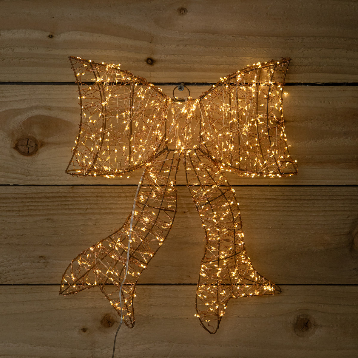43cm Light up Gold Christmas Bow with 650 Warm White LEDs
