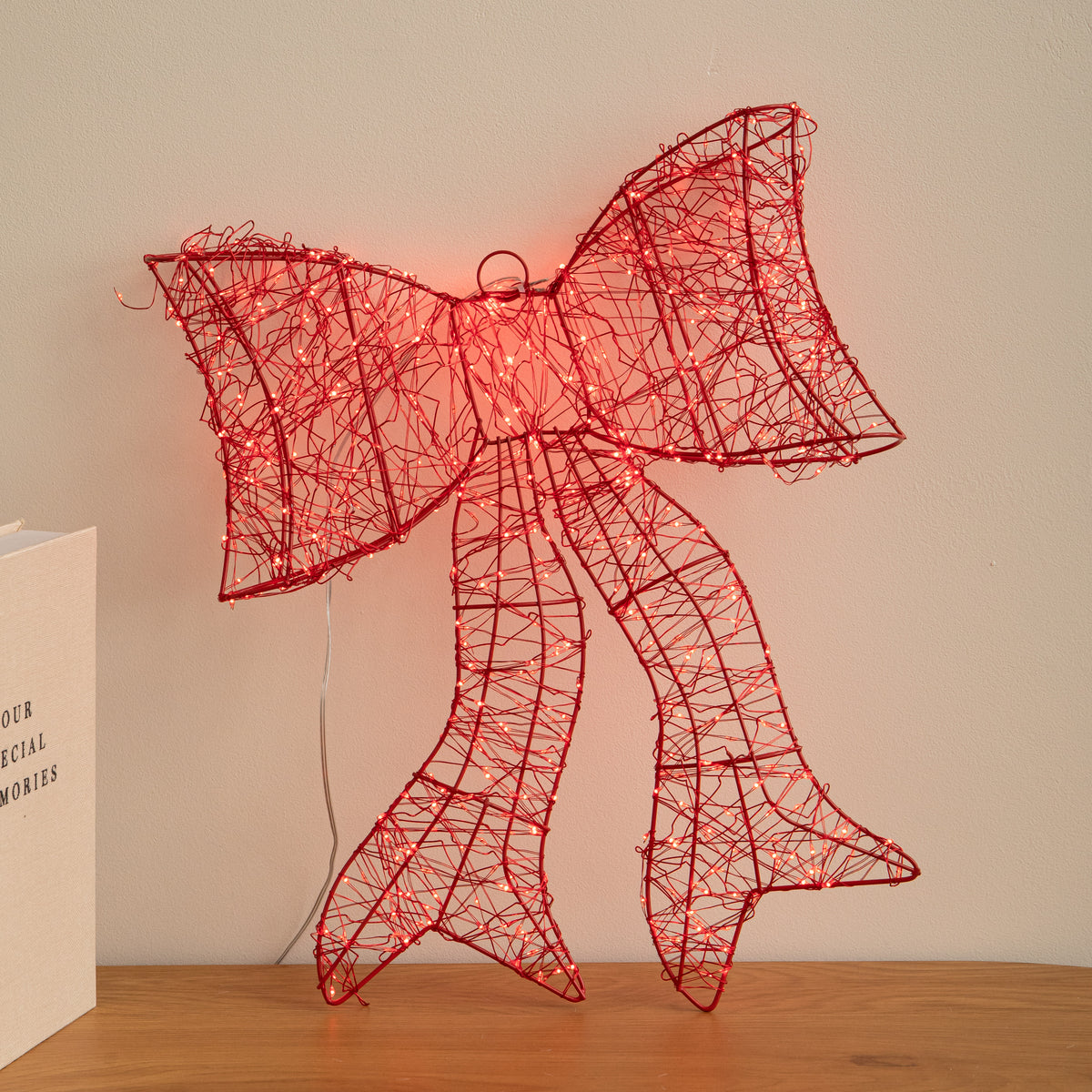 43cm Light up Red Christmas Bow with 650 Red LEDs