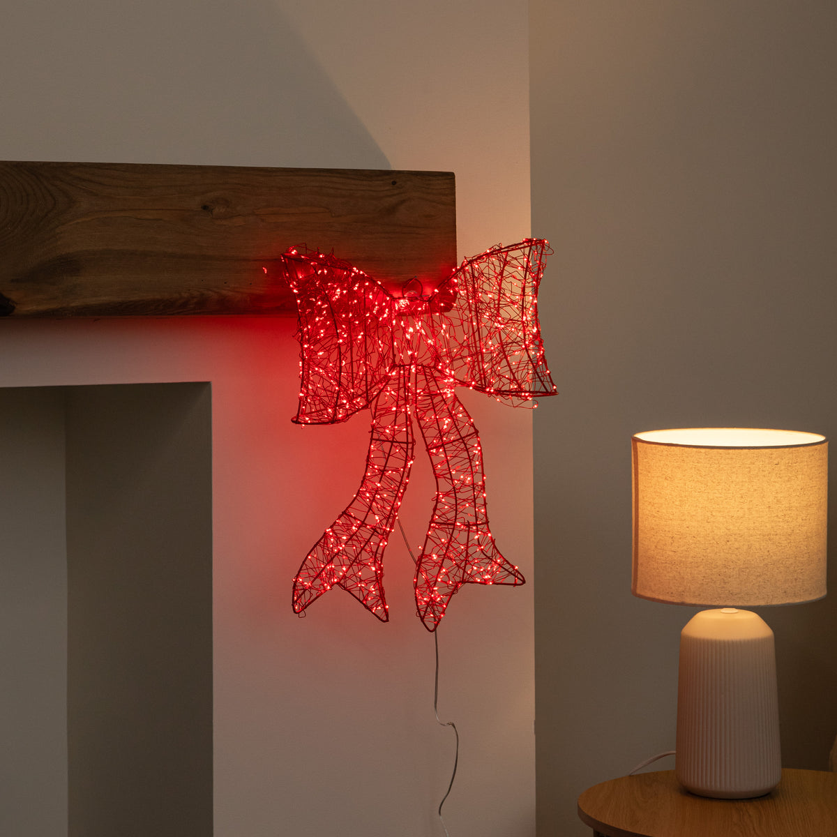 43cm Light up Red Christmas Bow with 650 Red LEDs