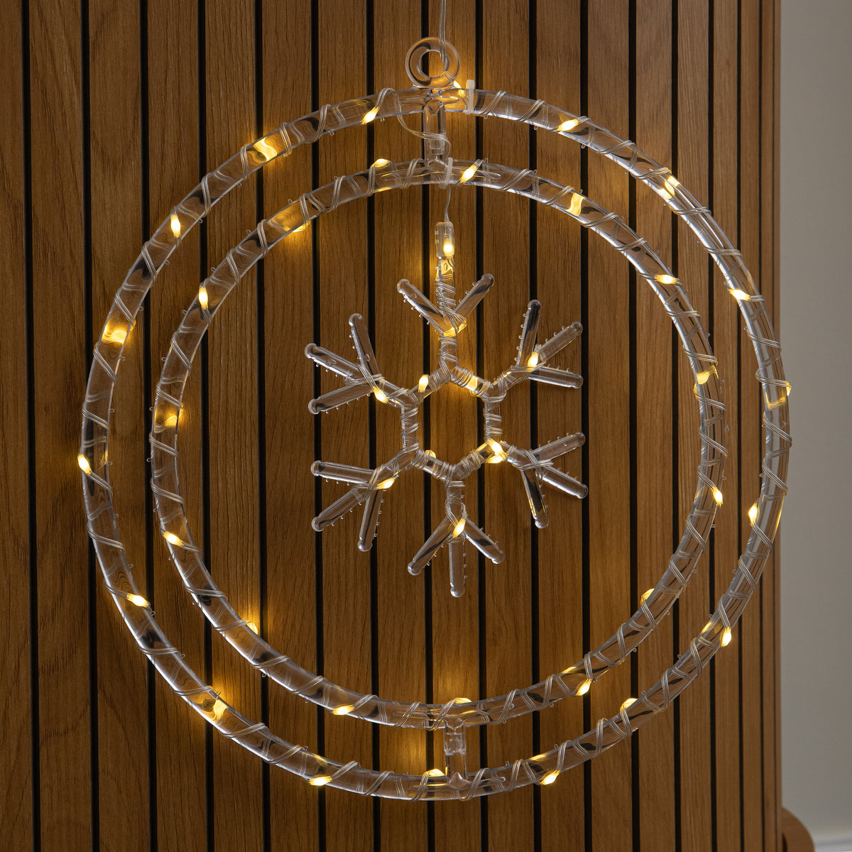 34cm Light Up Christmas Snowflake Ring with Warm White LEDs