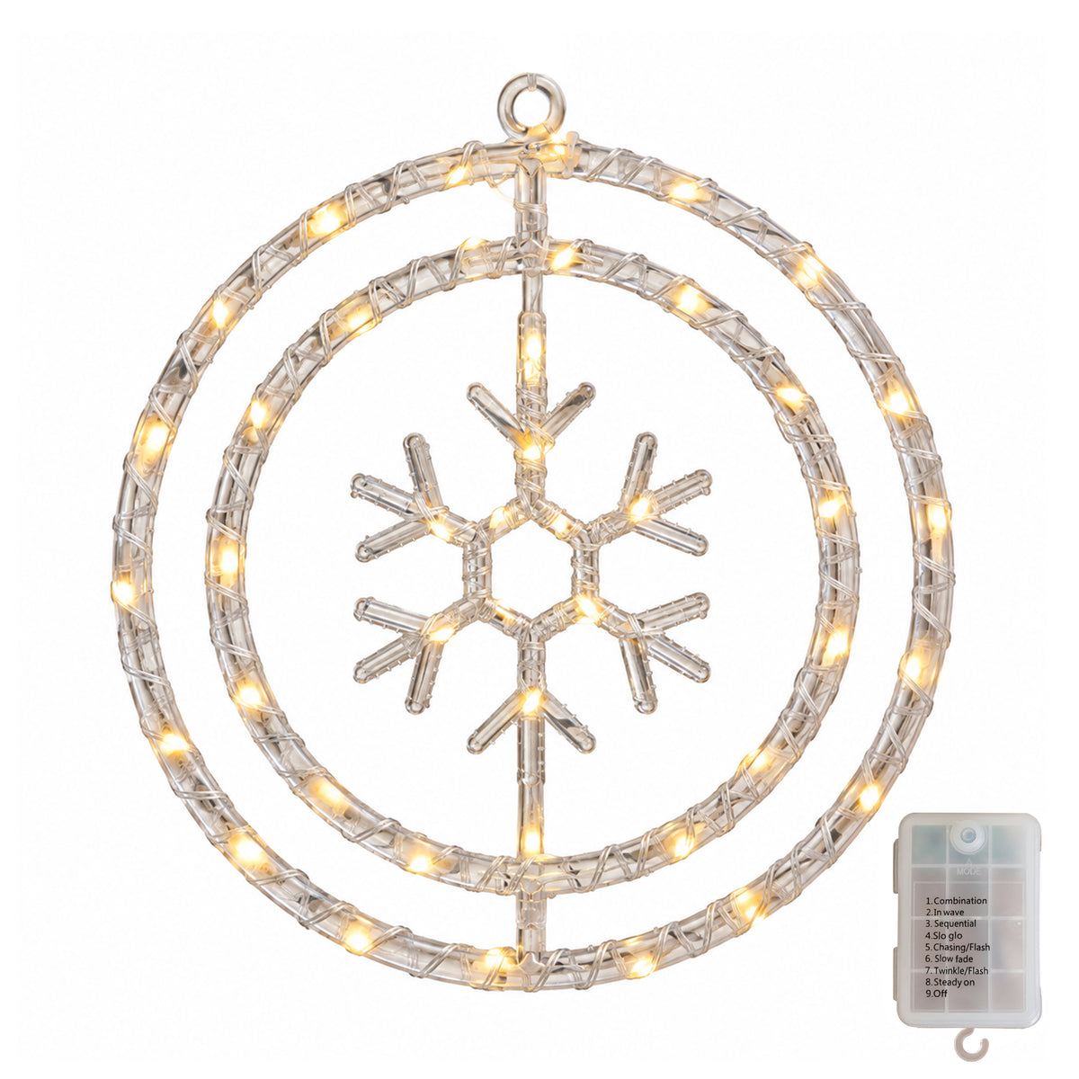 34cm Light Up Christmas Snowflake Ring with Warm White LEDs