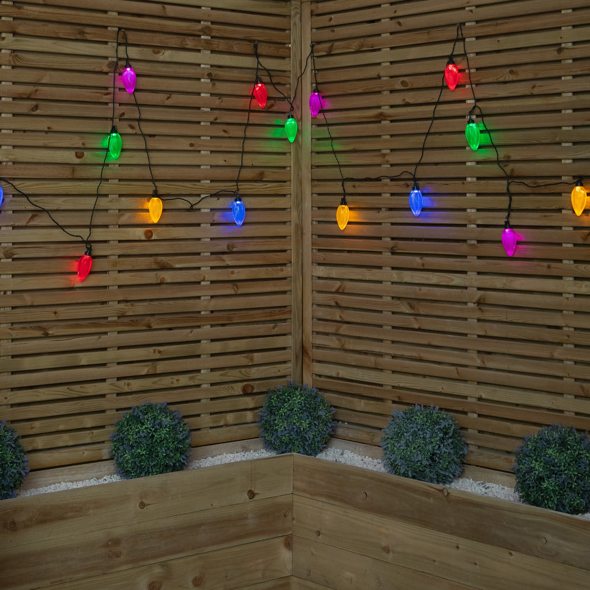 Set of 20 Pine Cone Christmas String Lights with 80 Multi-Coloured LEDs