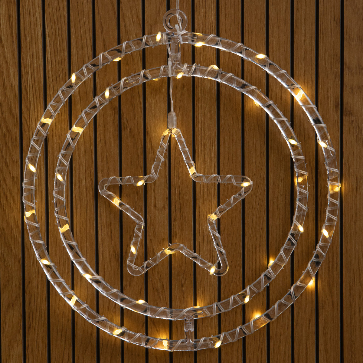 34cm Light Up Star Rings Christmas Decoration with 45 Warm White LEDs