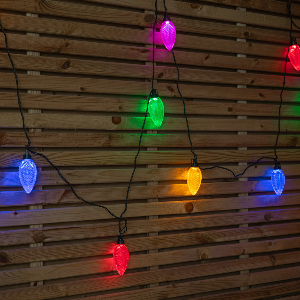 Set of 20 Pine Cone Christmas String Lights with 80 Multi-Coloured LEDs