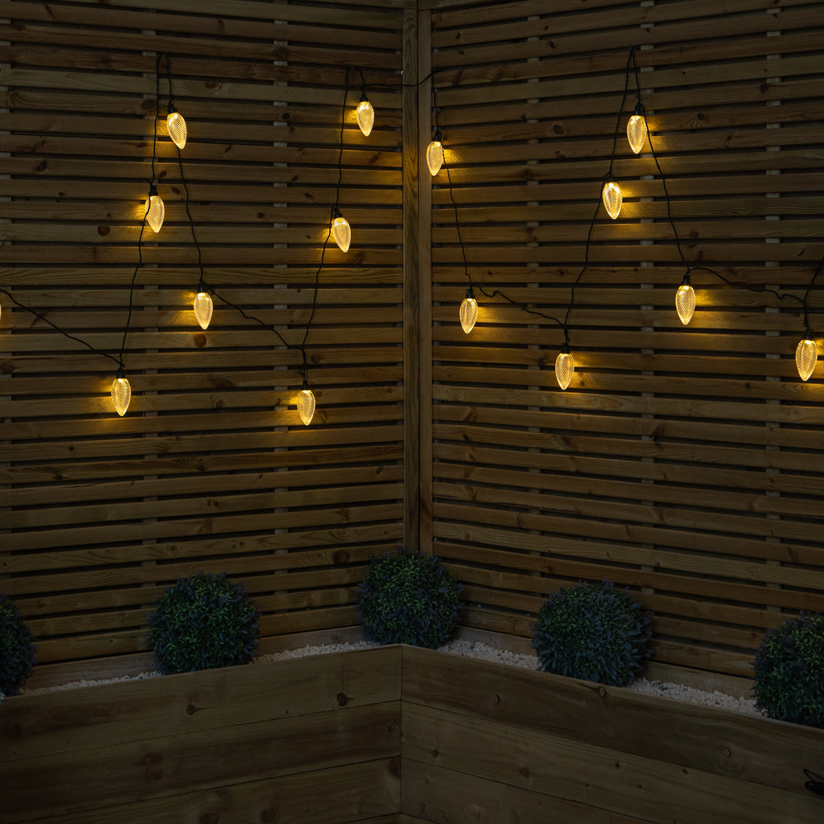 Set of 20 Pine Cone Christmas String Lights with 80 Warm White LEDs