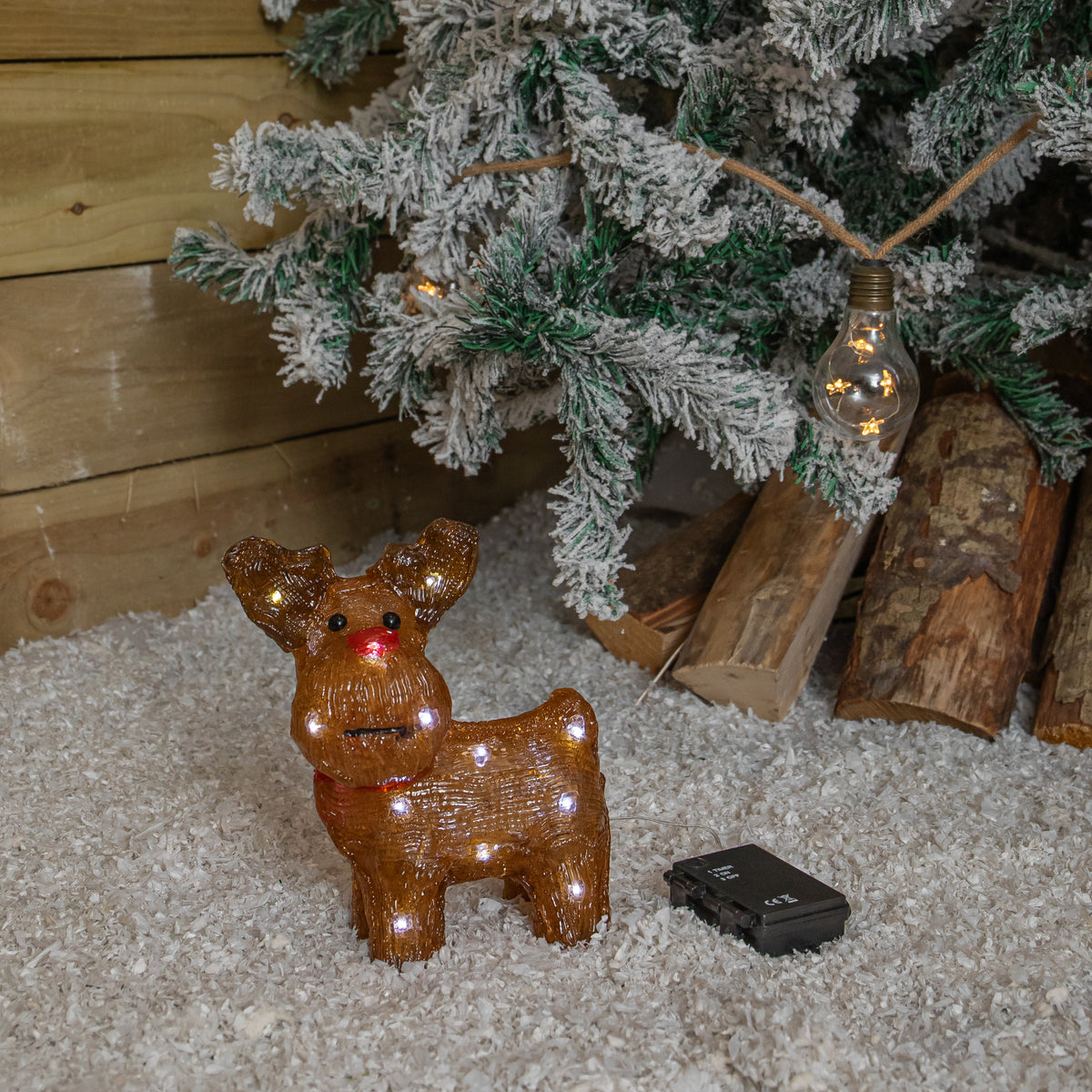 20cm Acrylic Rudolph Reindeer Christmas Decoration with Cool White LEDs