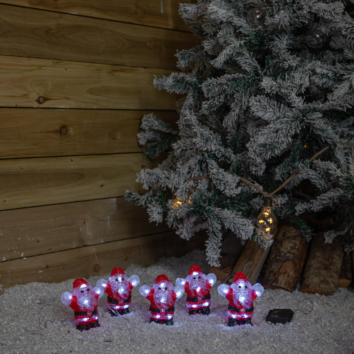 Set of 5 Acrylic Santa Christmas Lights with Cool White LEDs