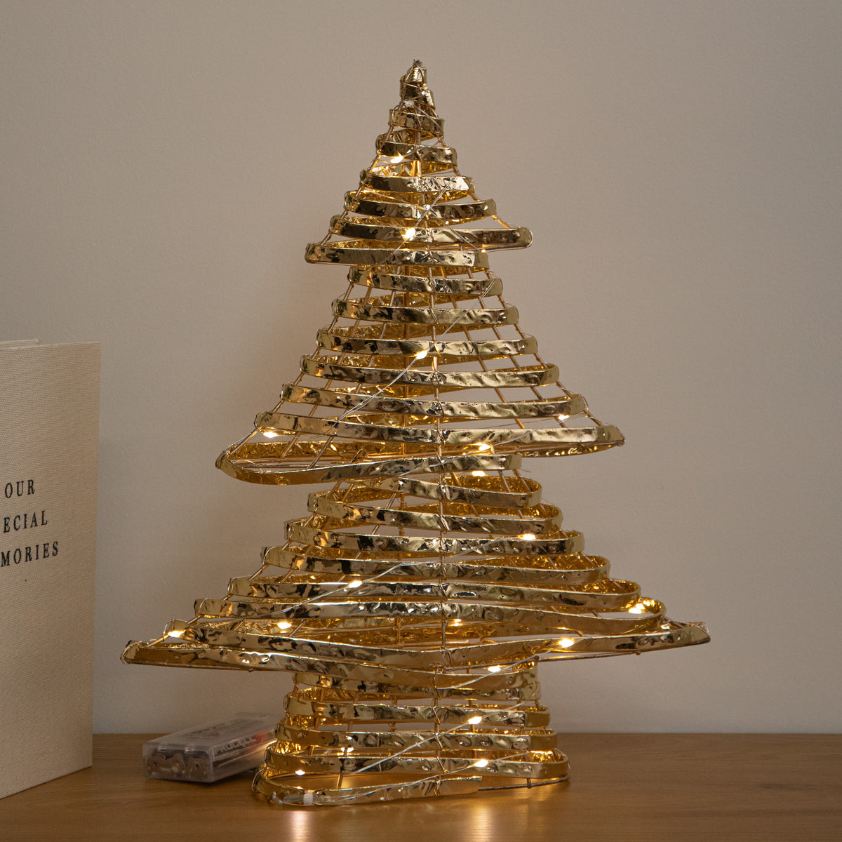 39cm Gold Light Up Christmas Tree with 30 Warm White LEDs