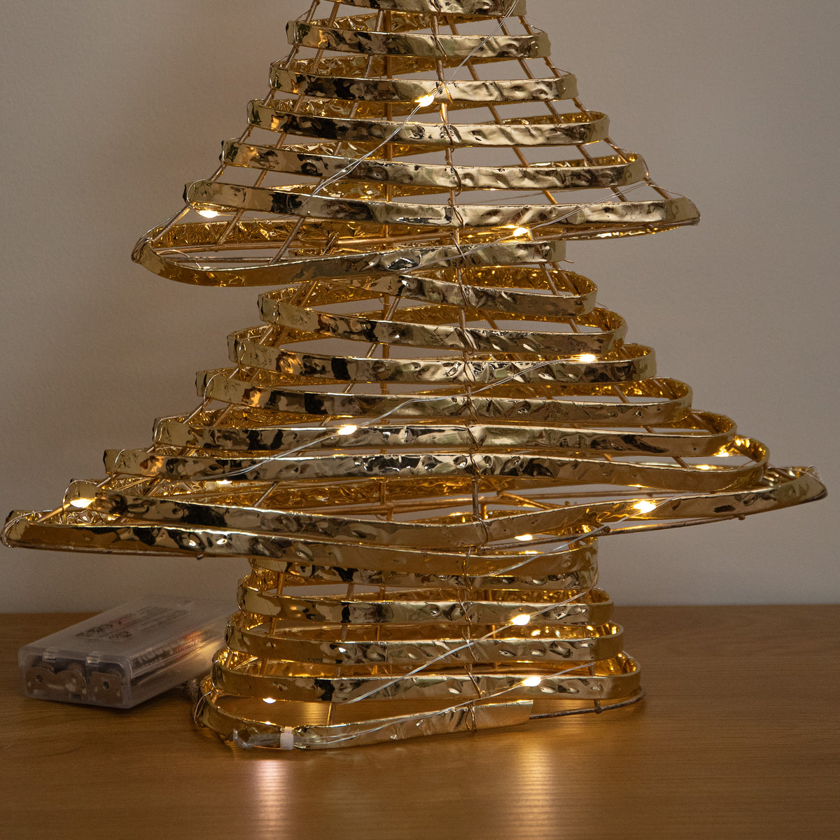 39cm Gold Light Up Christmas Tree with 30 Warm White LEDs