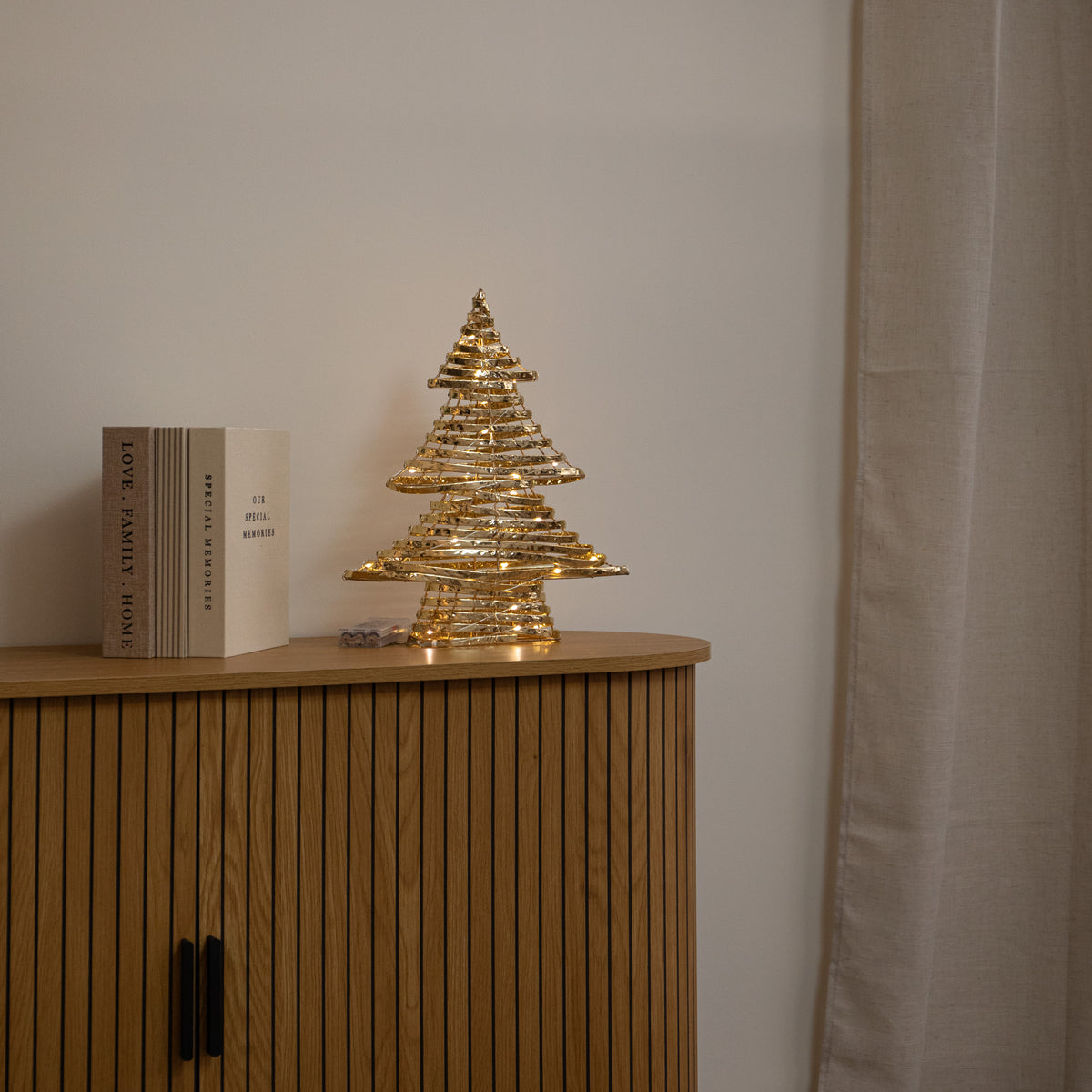 39cm Gold Light Up Christmas Tree with 30 Warm White LEDs