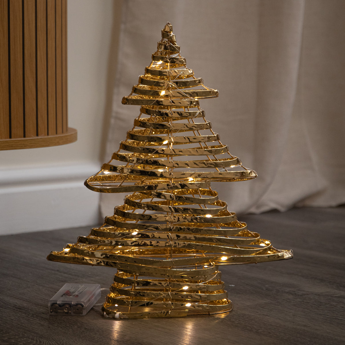 39cm Gold Light Up Christmas Tree with 30 Warm White LEDs