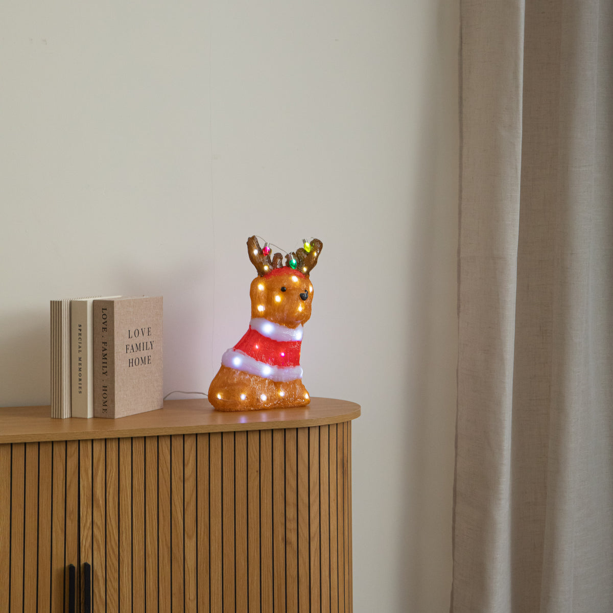 34cm Light Up Acrylic Christmas Dog Decoration with 40 White LEDs