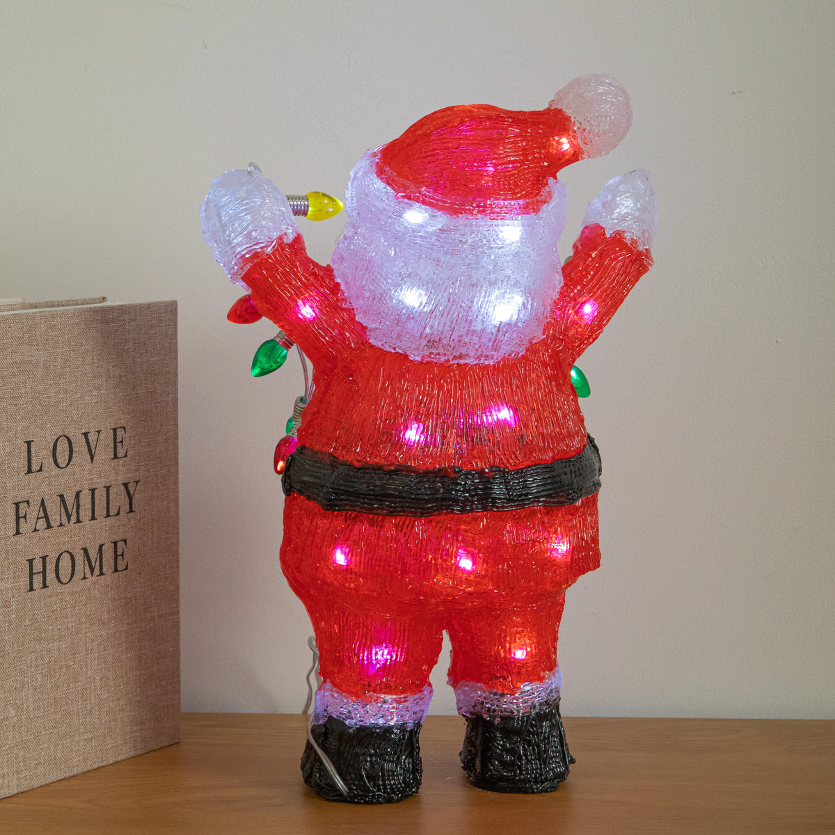 34cm Acrylic Light Up Santa Christmas Decoration with 50 Cool White LEDs
