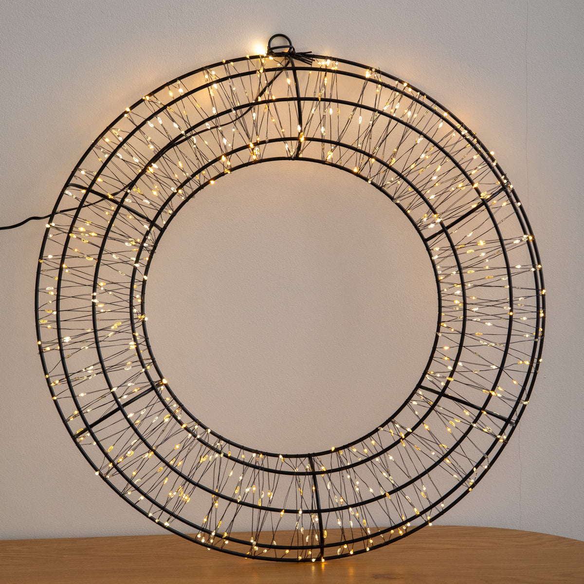 50cm Light up 3D Metal Christmas Wreath with 720 Warm White LEDs