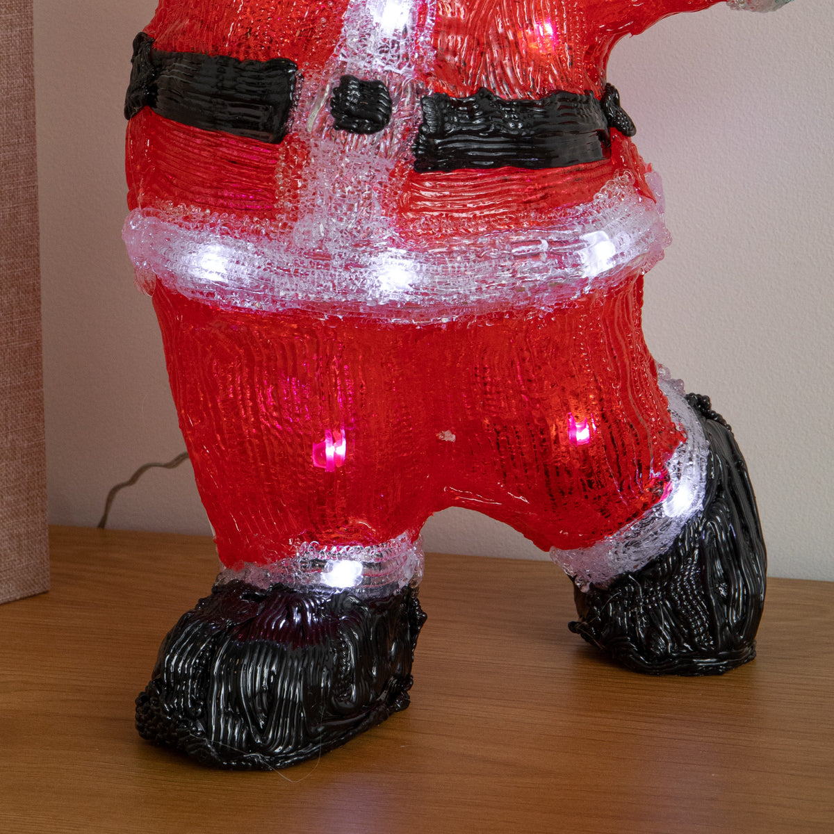 34cm Light Up Acrylic Ta-Da Santa Christmas Decoration with White LEDs
