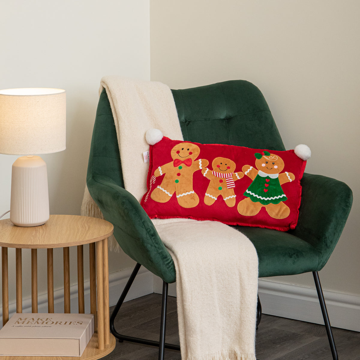 30cm x 55cm Gingerbread Family Christmas Decorative Cushion