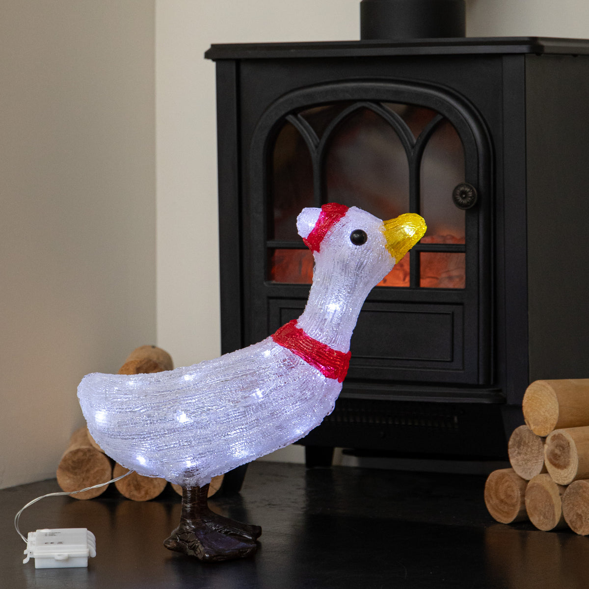 39cm Light Up Christmas Goose Decoration with 30 White LEDs