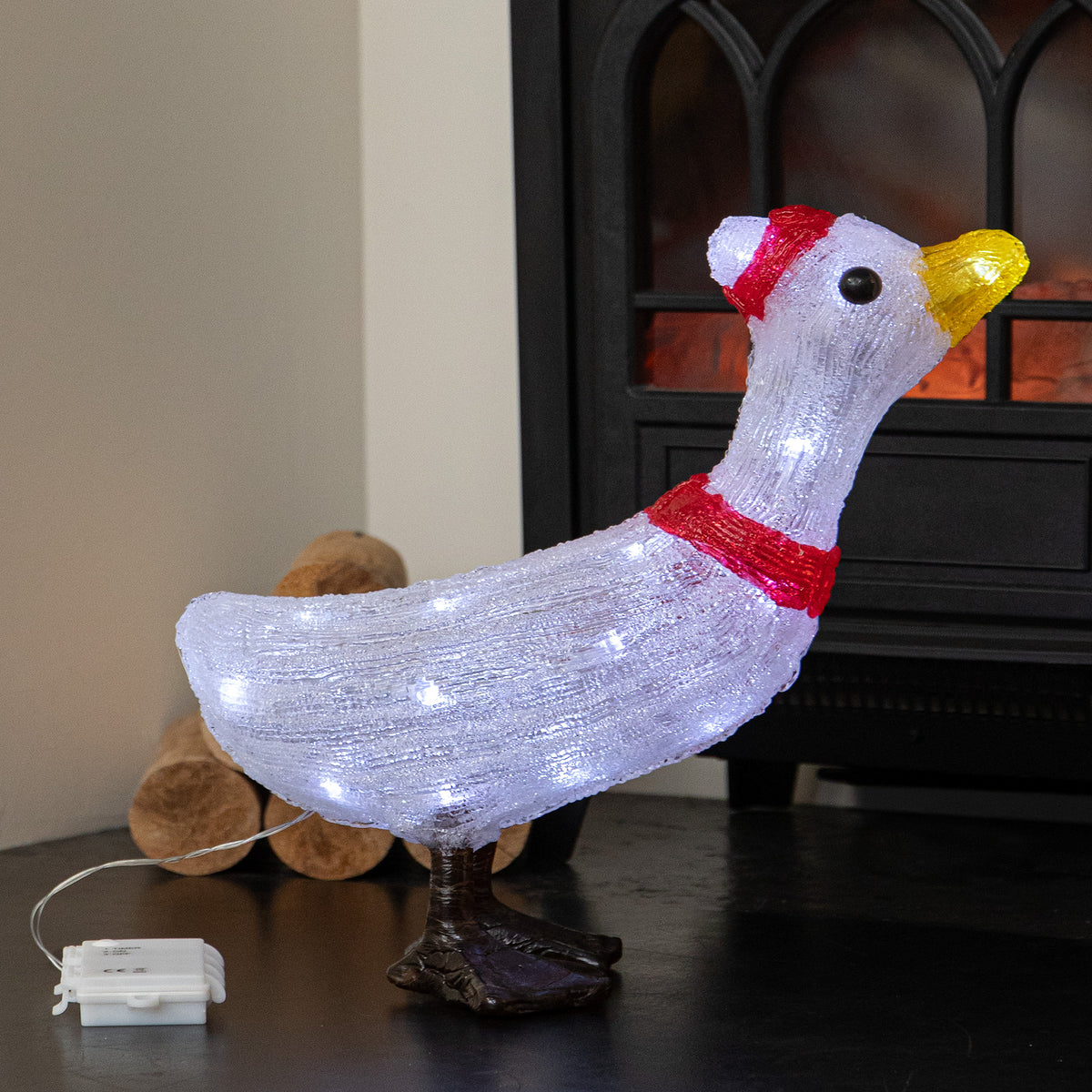 39cm Light Up Christmas Goose Decoration with 30 White LEDs