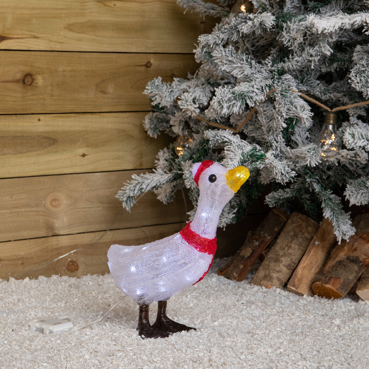 39cm Light Up Christmas Goose Decoration with 30 White LEDs