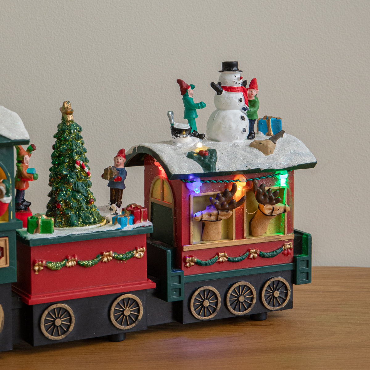 34cm Choo Choo Snow Scene Christmas Train with LEDs, Music & Timer