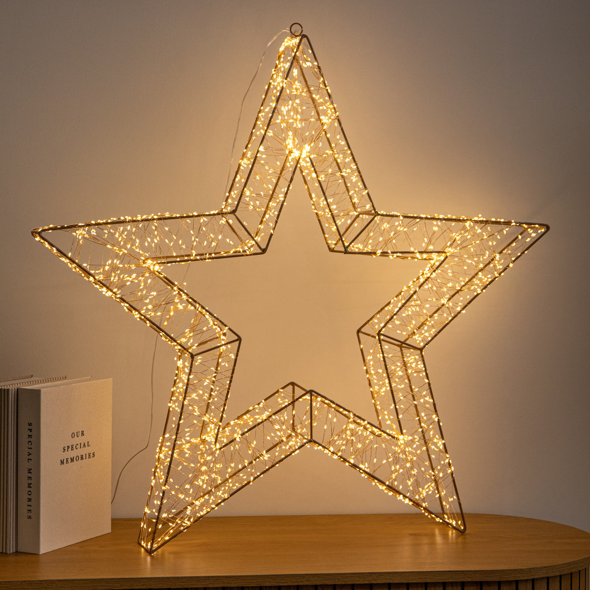 79cm Gold Christmas Star Light with 2400 Warm White LEDs & Timer