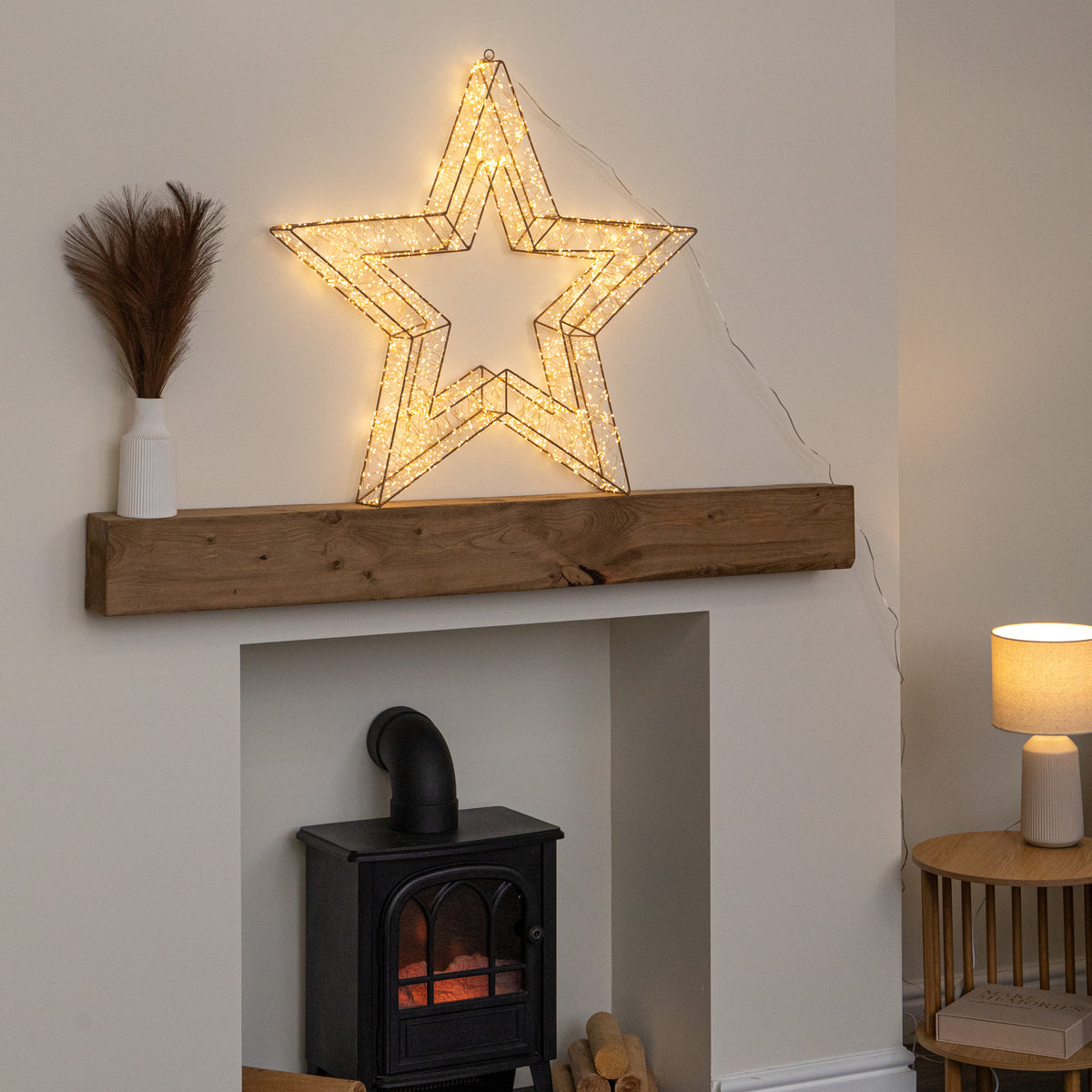 79cm Gold Christmas Star Light with 2400 Warm White LEDs & Timer