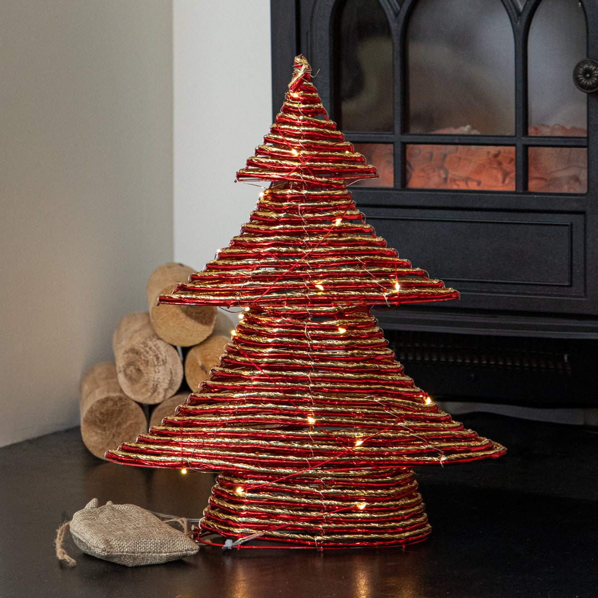 40cm Light Up Braid Christmas Tree with Warm White LEDs