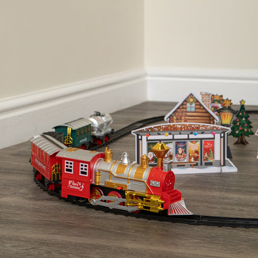 Festive Flyer Christmas Train Set with Pop Up Village