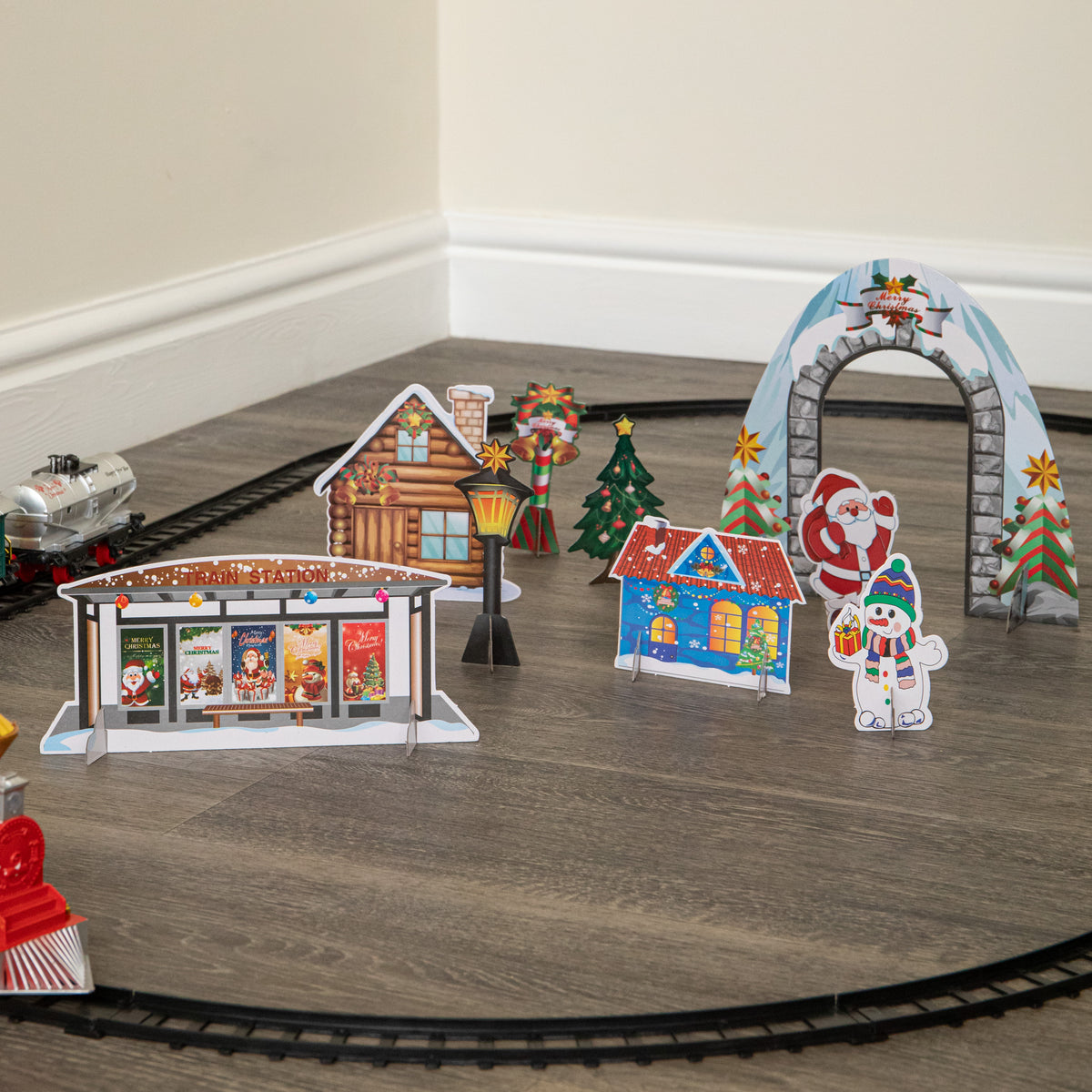 Festive Flyer Christmas Train Set with Pop Up Village