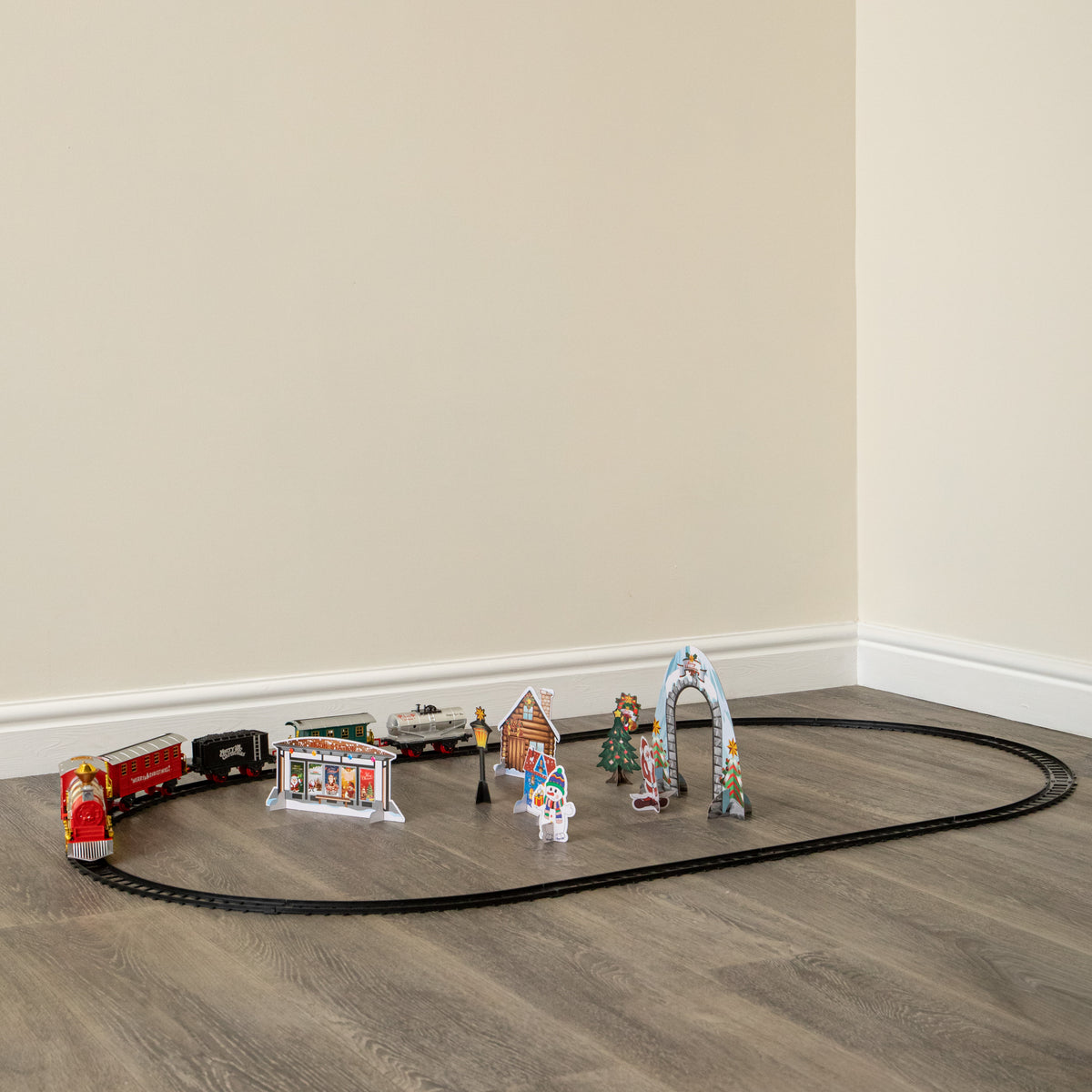 Festive Flyer Christmas Train Set with Pop Up Village