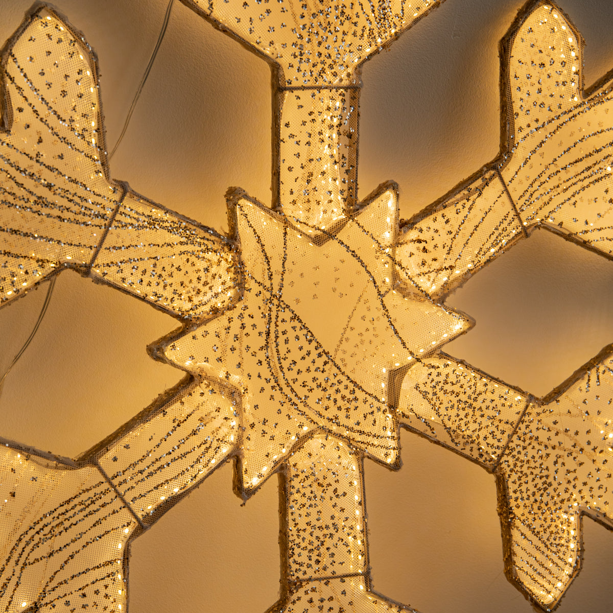 60cm Gold Light up Snowflake Christmas Decoration with Warm White LEDs