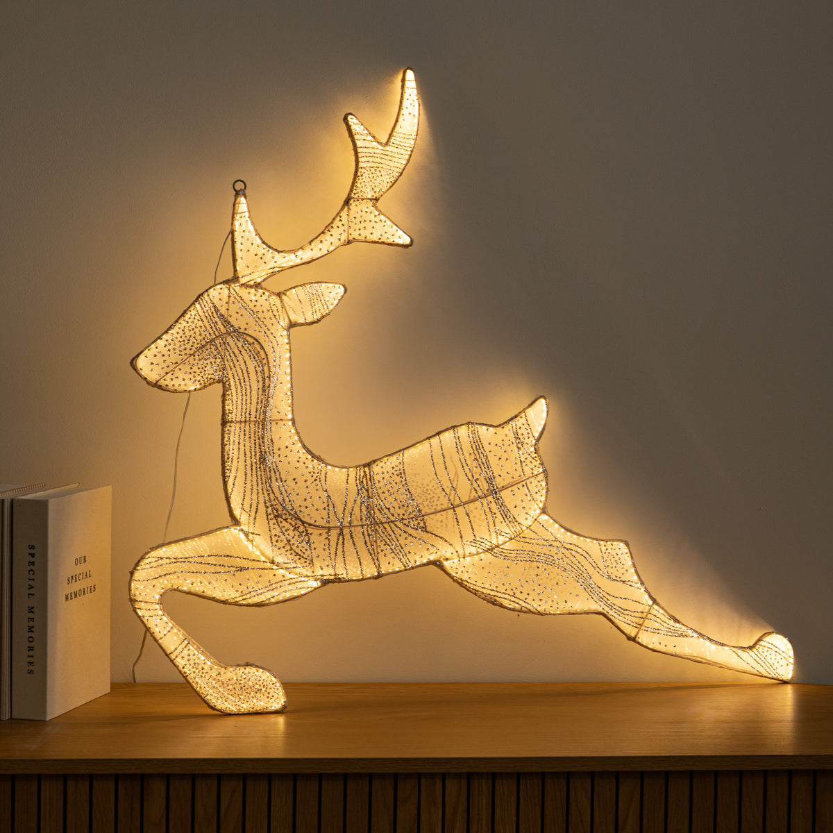 71cm Light up Gold Aura Leaping Christmas Reindeer with LEDs