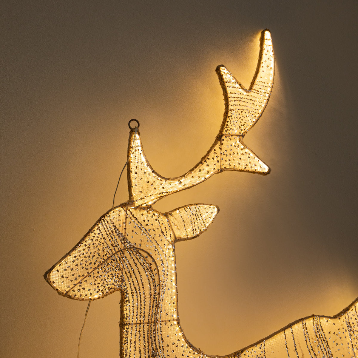 71cm Light up Gold Aura Leaping Christmas Reindeer with LEDs