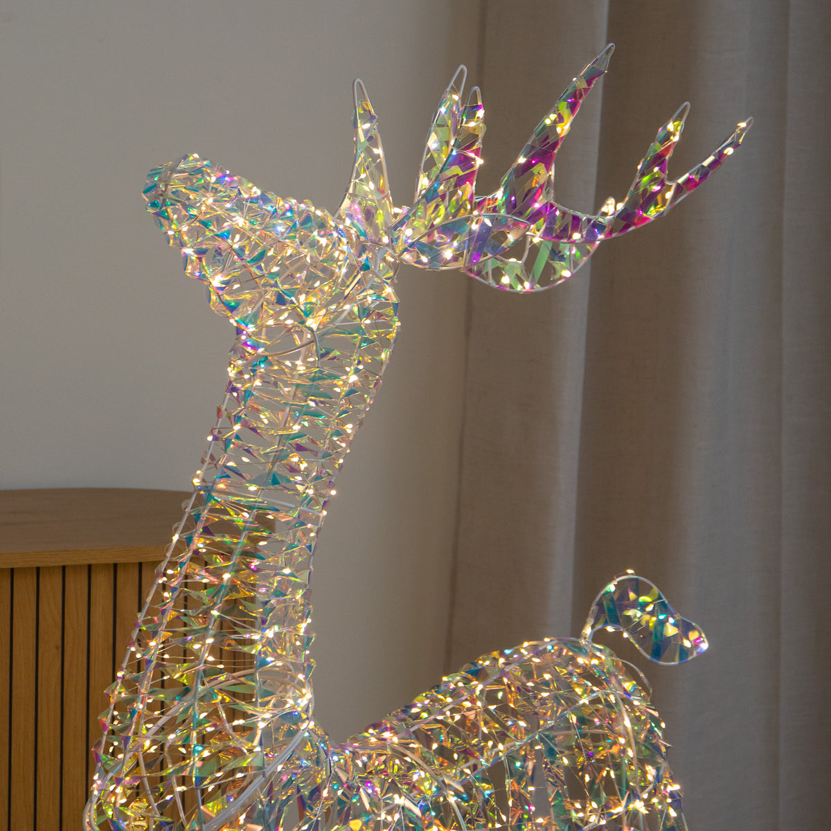 1.2m Light up Iridescent Christmas Reindeer with Warm White LEDs