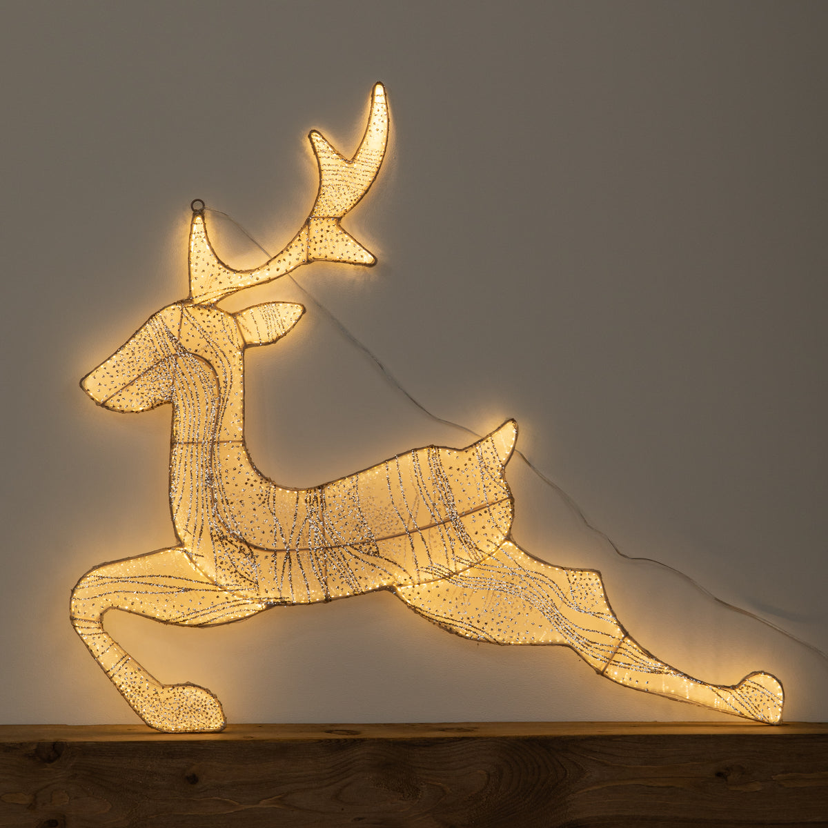71cm Light up Gold Aura Leaping Christmas Reindeer with LEDs